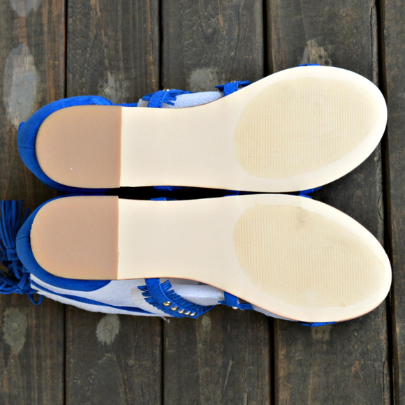 Nikole Lace Up Fringe Flat Sandals With Tassels - Picture 5 of 5